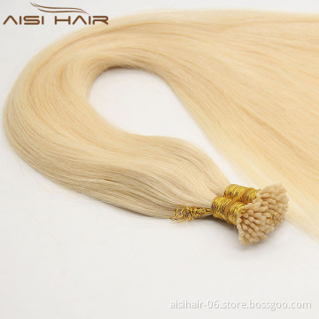 Aisi Hair Top Quality Blonde 613 Color I Tip Hair , Human  Russia Hair Extension